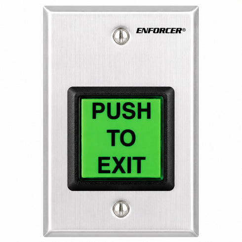 SD-7202GC-PEQ Square Illuminated Pushbutton Request to Exit Plate with Multilingual Inserts